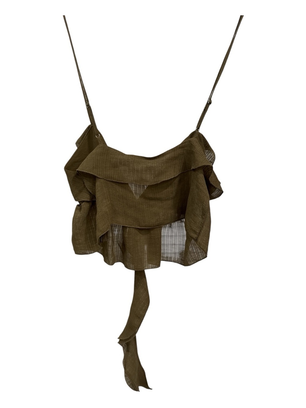 Zara Olive Ruffle Tie-Front Cami Top size S NWT - Picture 5 of 5